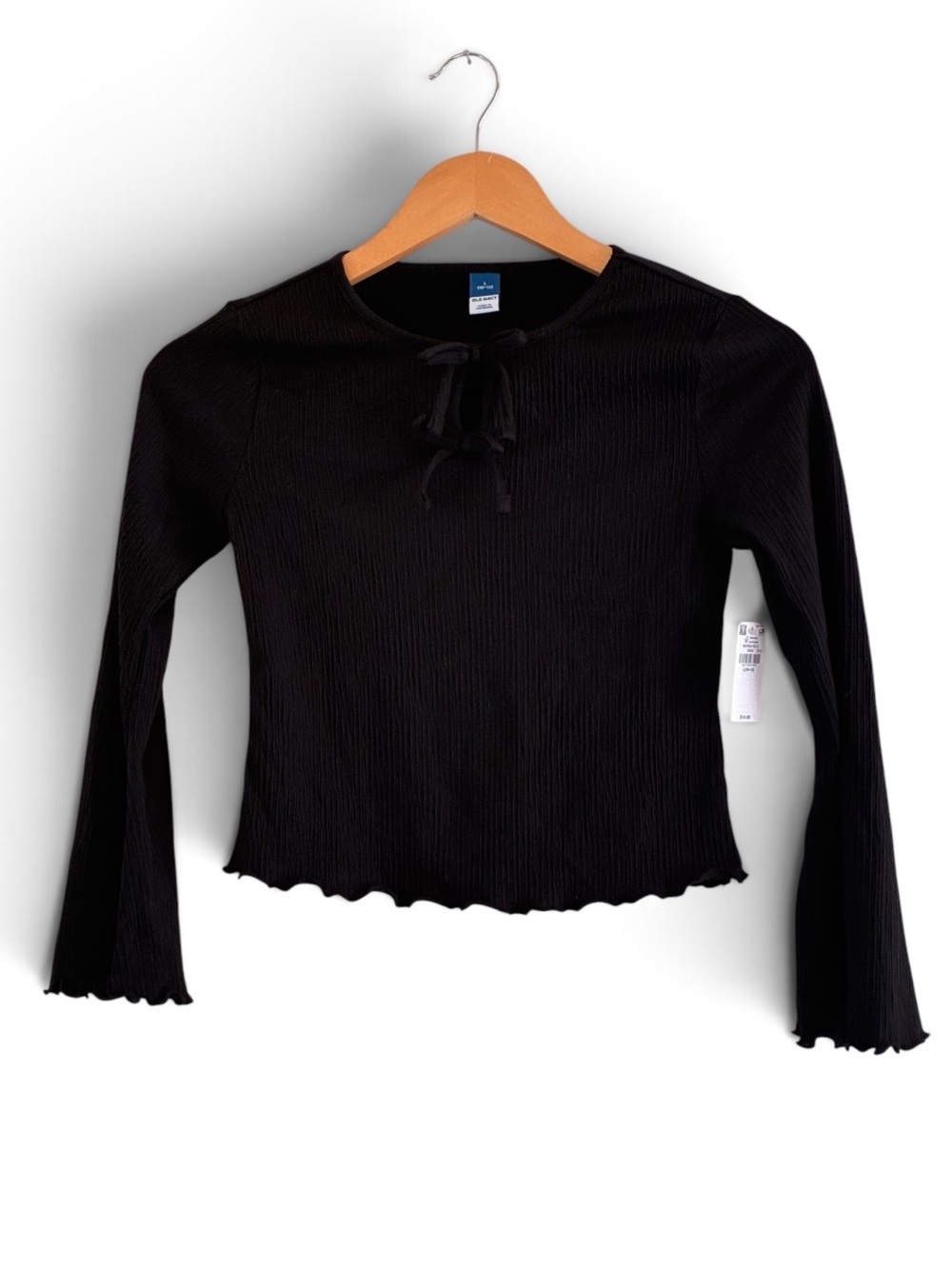Old Navy | NWT Black rib knit flare sleeves cotton long sleeve tee size 10/12